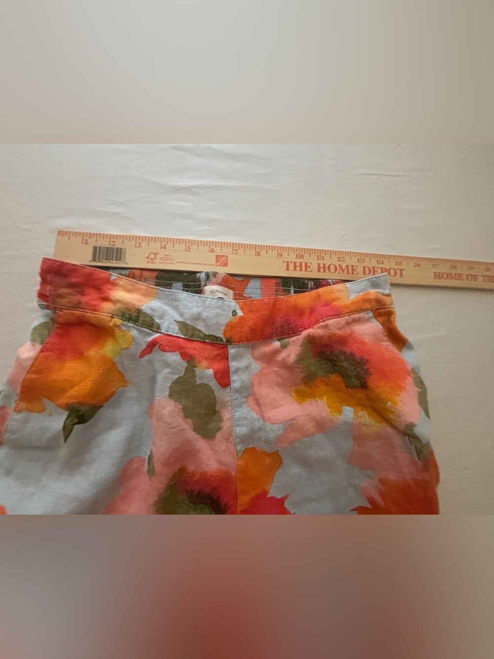 Joie Linen Lightweight Floral Wide Leg Culottes Women’s M Fun Orange & Bue - Picture 4 of 8